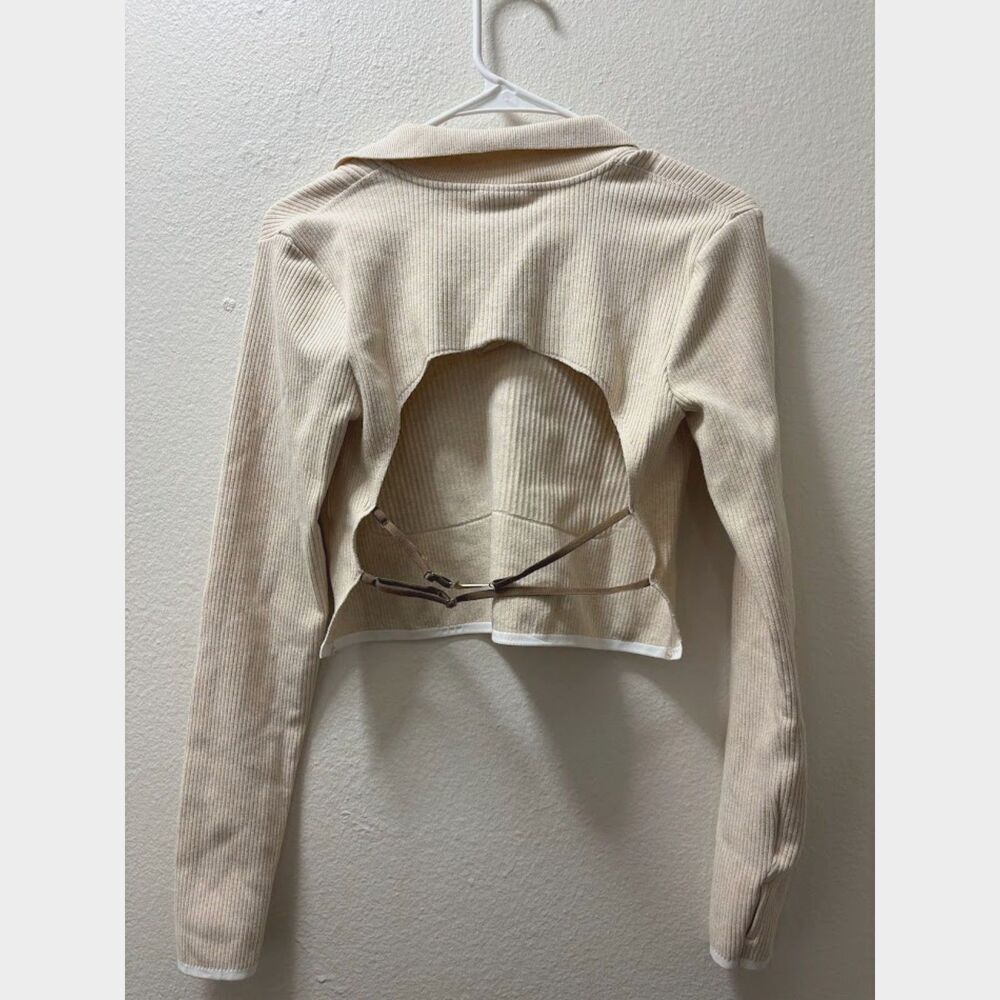 Jacquemus x Nike Le Polo Open back polo top size Large Cream Tan Sold Out - Picture 5 of 7